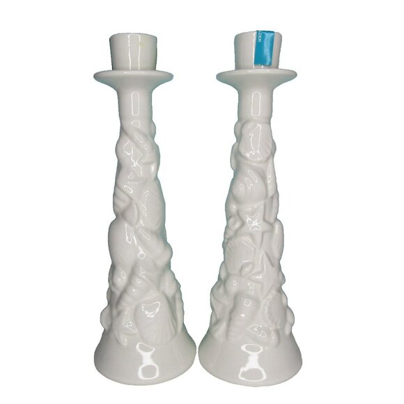 Tiffany & Co. Pair of Este Ceramiche Seashell Candlesticks White Made in Italy - Picture 4 of 13